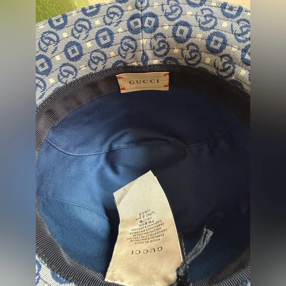 NWT GUCCI Kids All-Over GG-Pattern Sun Hat Sz XS / 50cm 💙🎈❤️